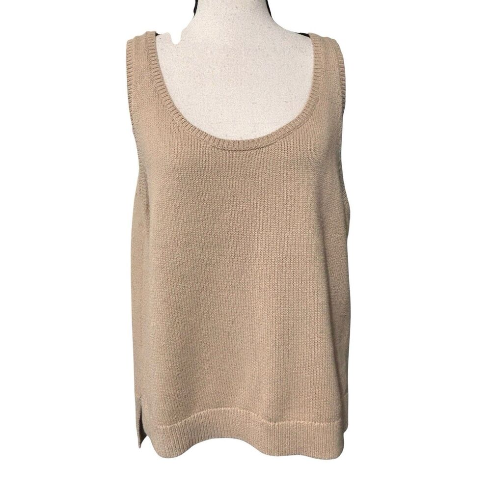 Kule Knit Tank Top Taupe Sz XL Scoop Neck Sweater